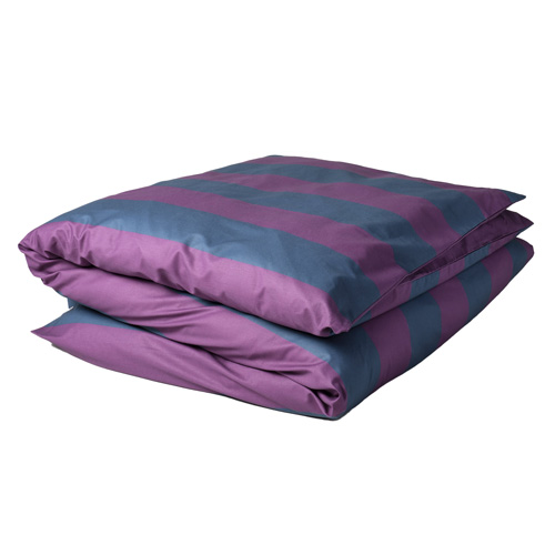 Housse de couette en coton bio rayée Violet/bleu 240 x 260 cm - Malo