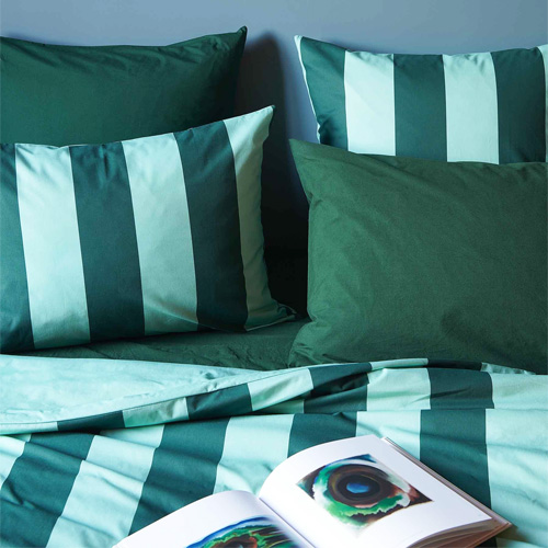 Lot de 2 Taies d'oreiller en coton bio rayée Bleu 65 x 65 cm - Malo