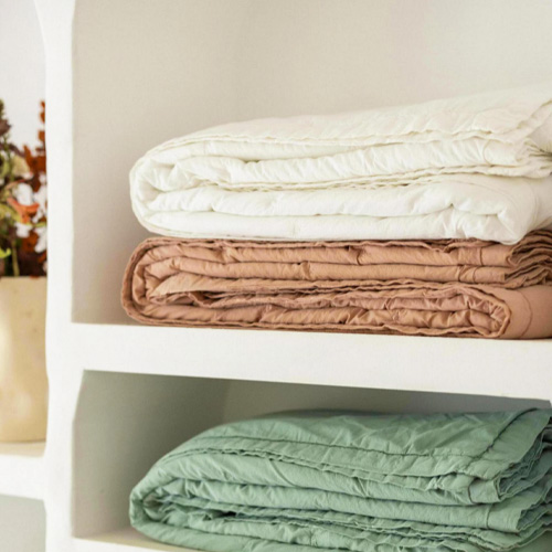 Jeté de lit en coton Rose 260 x 260 cm - Tika