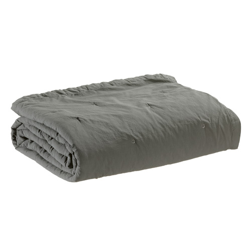 Jeté de lit en coton Gris 180 x 260 cm - Tika