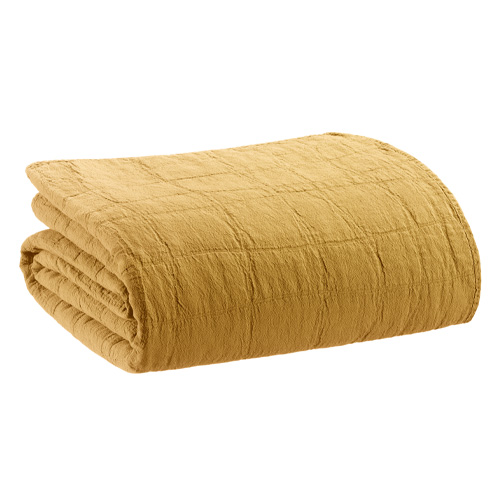 Jeté de lit coton recyclé Jaune 240 x 260 cm - Titou