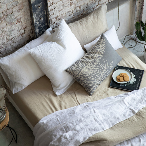 Drap housse en lin Naturel 180 x 200cm - Zeff