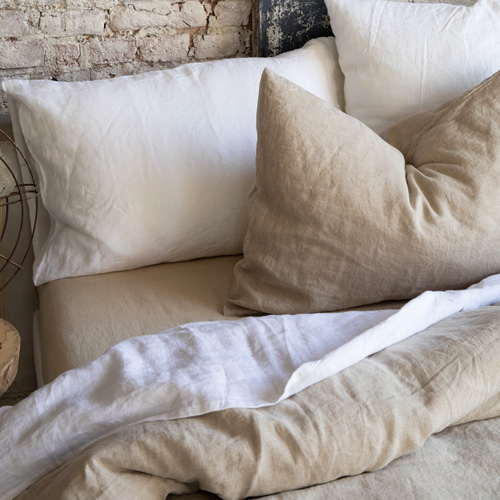 Housse de couette en lin Jaune 260 x 240 cm - Zeff