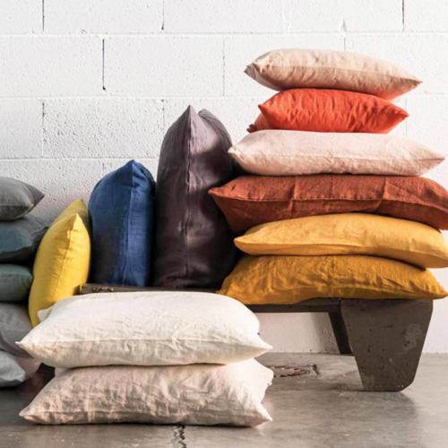 Lot de 2 Taies d'oreiller en lin Jaune 65 x 65 cm - Zeff