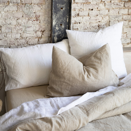 Lot de 2 Taies d'oreiller en lin Naturel 65 x 65 cm - Zeff