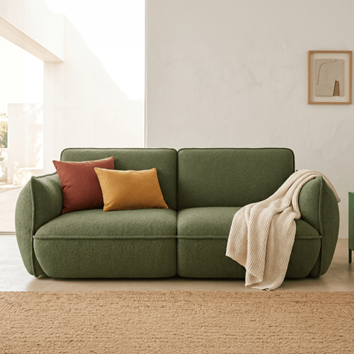 Canapé 3 places en tissu chenille vert olive - Lidia
