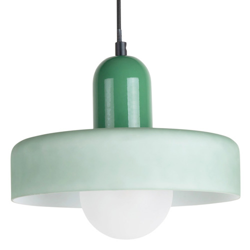 Suspension en verre vert jungle avec jade grisé - diam 25cm - Opaco Grato
