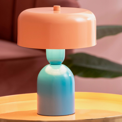 Lampe à poser en Métal bleu et orange - Funky