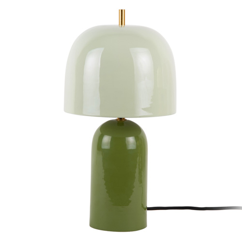 Lampe à poser champignon en métal émaillé vert jungle avec jade grisé - Rico
