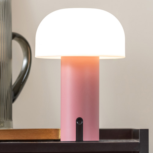 Lampe de table champignon LED en métal rose - Luca