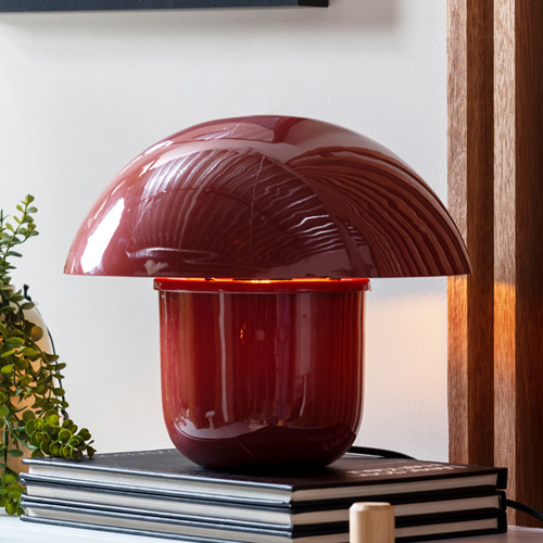 Lampe à poser champignon en métal émaillé rouge ocre - Fat Mushroom