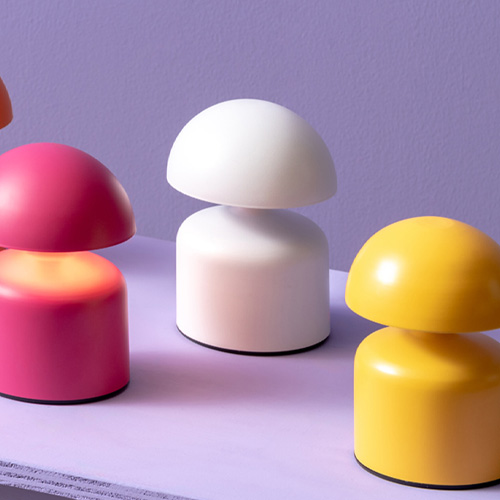 Lampe de table champignon LED en métal blanc - Impetu