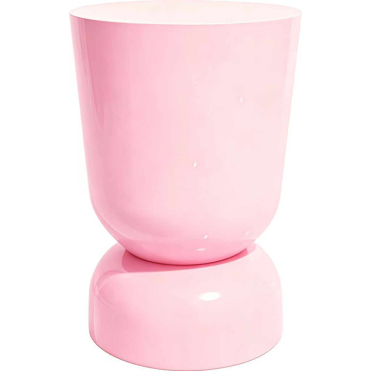 Bout de canape en résine rose brillant Ø32 cm - Tilda