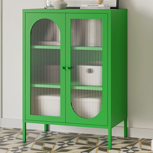 Buffet 2 portes en métal vert électrique 70 cm - Ysia