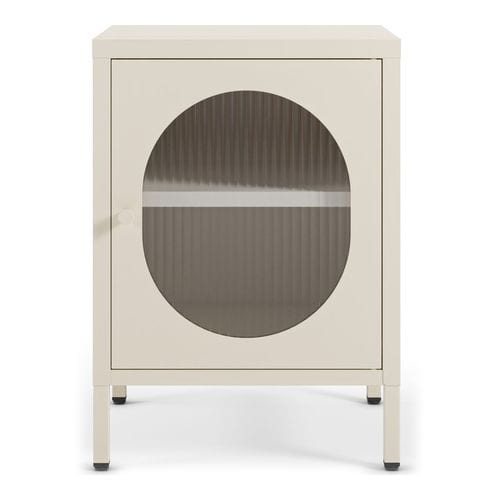 Table de chevet 1 porte en métal beige 40 cm - Ysia