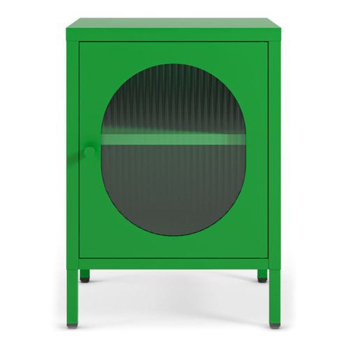 Table de chevet 1 porte en métal vert électrique 40 cm - Ysia