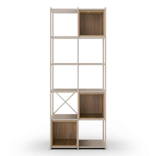 Bibliothèque 5 niveaux en métal beige 70 cm - Elie