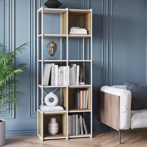 Bibliothèque 5 niveaux en métal beige 70 cm - Elie