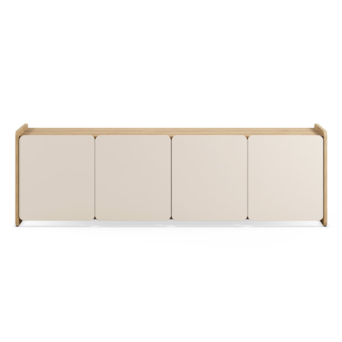 Meuble TV 4 portes beige et décor chêne 180 cm - Sami