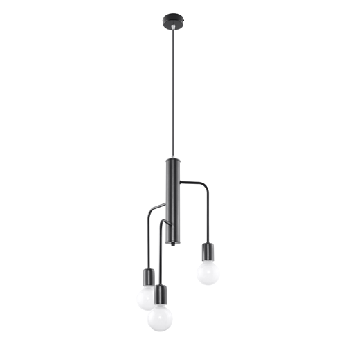 Suspension en métal noir 3 ampoules - 25cm - Duomo