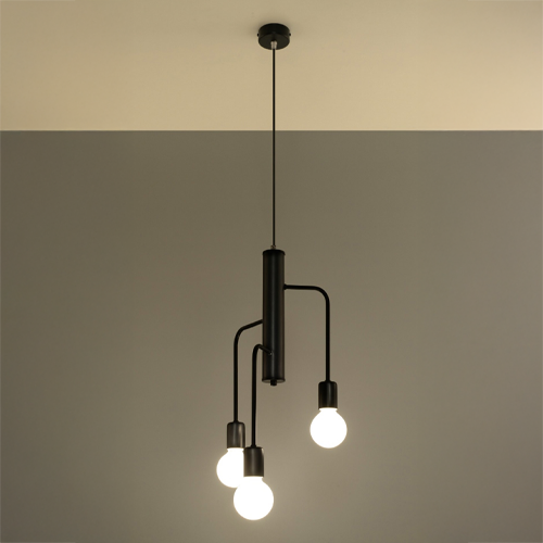 Suspension en métal noir 3 ampoules - 25cm - Duomo