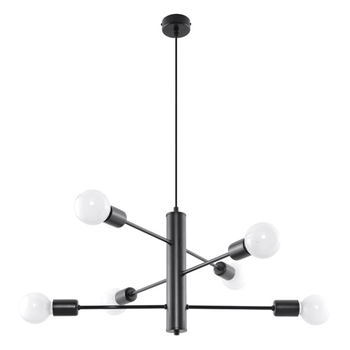 Suspension en métal noir 6 ampoules - 85 cm - Duomo