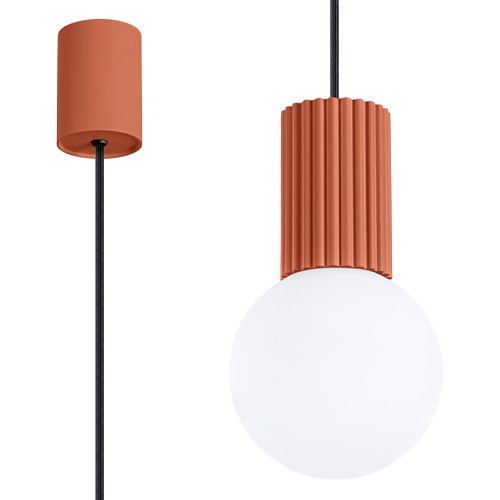 Suspension en aluminium cannelé terracotta - Halo