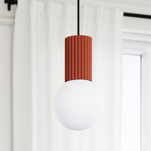 Suspension en aluminium cannelé terracotta - Halo