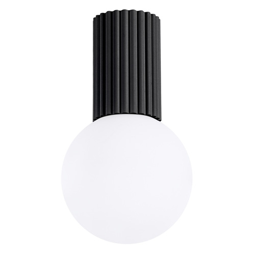Plafonnier en aluminium cannelé noir - Halo