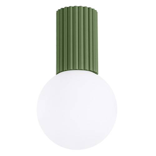 Plafonnier en aluminium cannelé vert olive - Halo