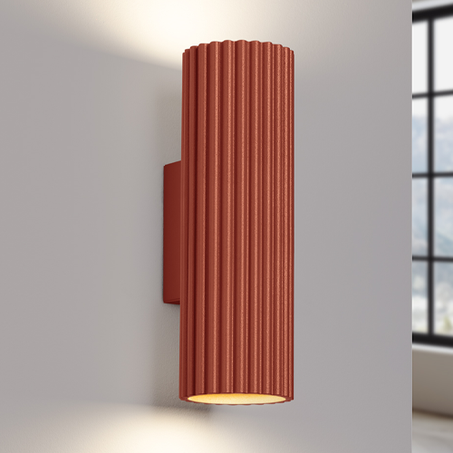 Applique en aluminium cannelé 20 cm terracotta - Karbon