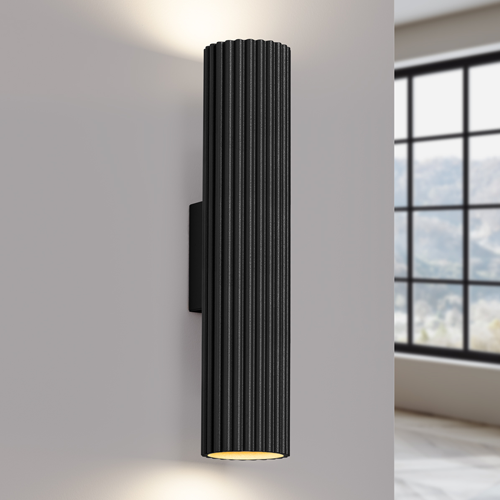 Applique en aluminium cannelé 30 cm noir - Karbon