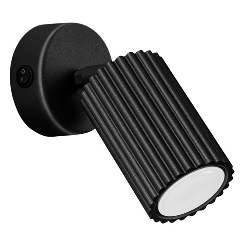Applique en aluminium cannelé noir avec interrupteur - Karbon