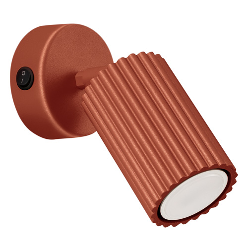 Applique en aluminium cannelé terracotta avec interrupteur - Karbon