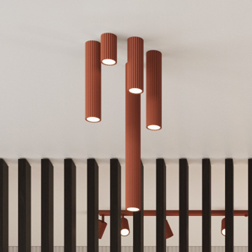 Plafonnier en aluminium cannelé 10 cm terracotta - Karbon