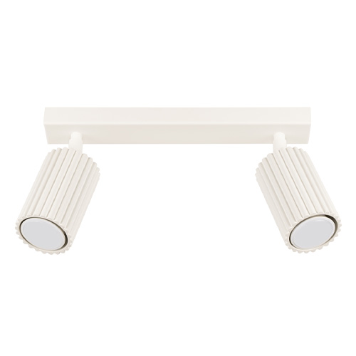 Plafonnier linéaire en aluminium cannelé 2 ampoules beige - Karbon