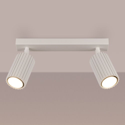 Plafonnier linéaire en aluminium cannelé 2 ampoules beige - Karbon