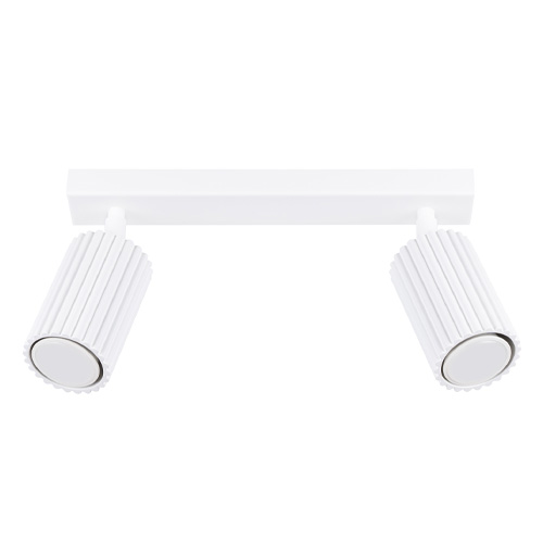 Plafonnier linéaire en aluminium cannelé 2 ampoules blanc - Karbon