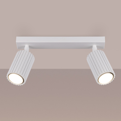 Plafonnier linéaire en aluminium cannelé 2 ampoules blanc - Karbon