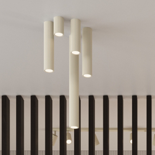 Plafonnier en aluminium cannelé 30 cm beige - Karbon