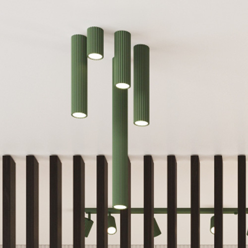 Plafonnier en aluminium cannelé 30 cm vert olive - Karbon