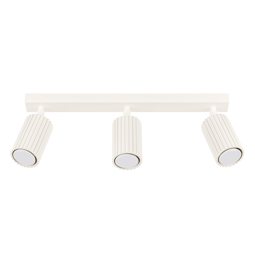Plafonnier linéaire en aluminium cannelé 3 ampoules beige - Karbon