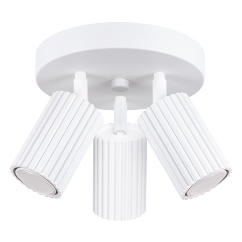 Plafonnier circulaire en aluminium cannelé 3 ampoules blanc - Karbon