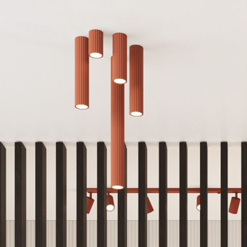 Plafonnier en aluminium cannelé 40 cm terracotta - Karbon