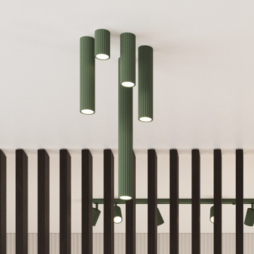 Plafonnier en aluminium cannelé 40 cm vert olive - Karbon