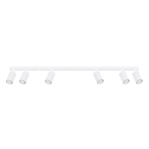 Plafonnier linéaire en aluminium cannelé 6 ampoules blanc - Karbon