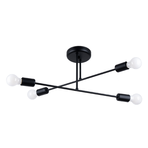 Suspension géométrique en métal noir 4 ampoules - Norah