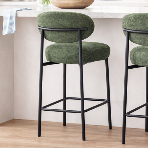 Lot de 2 tabourets de bar en tissu vert - Orla