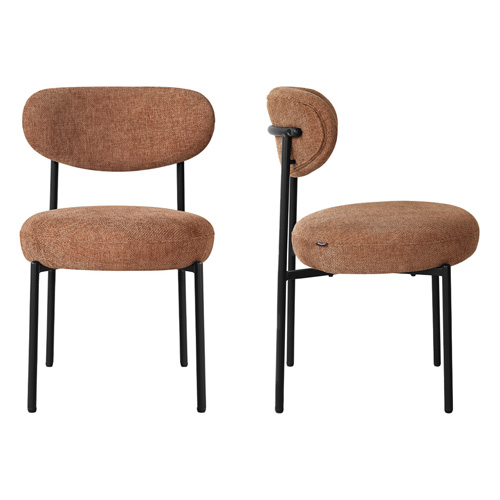 Lot de 2 chaises de salle à manger en tissu chenille terracotta - Orla