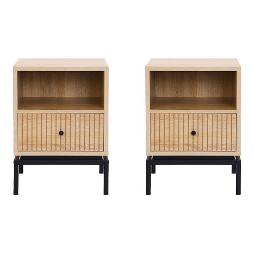 Lot de 2 tables de chevet 1 tiroir effet bois 40 cm - Talia